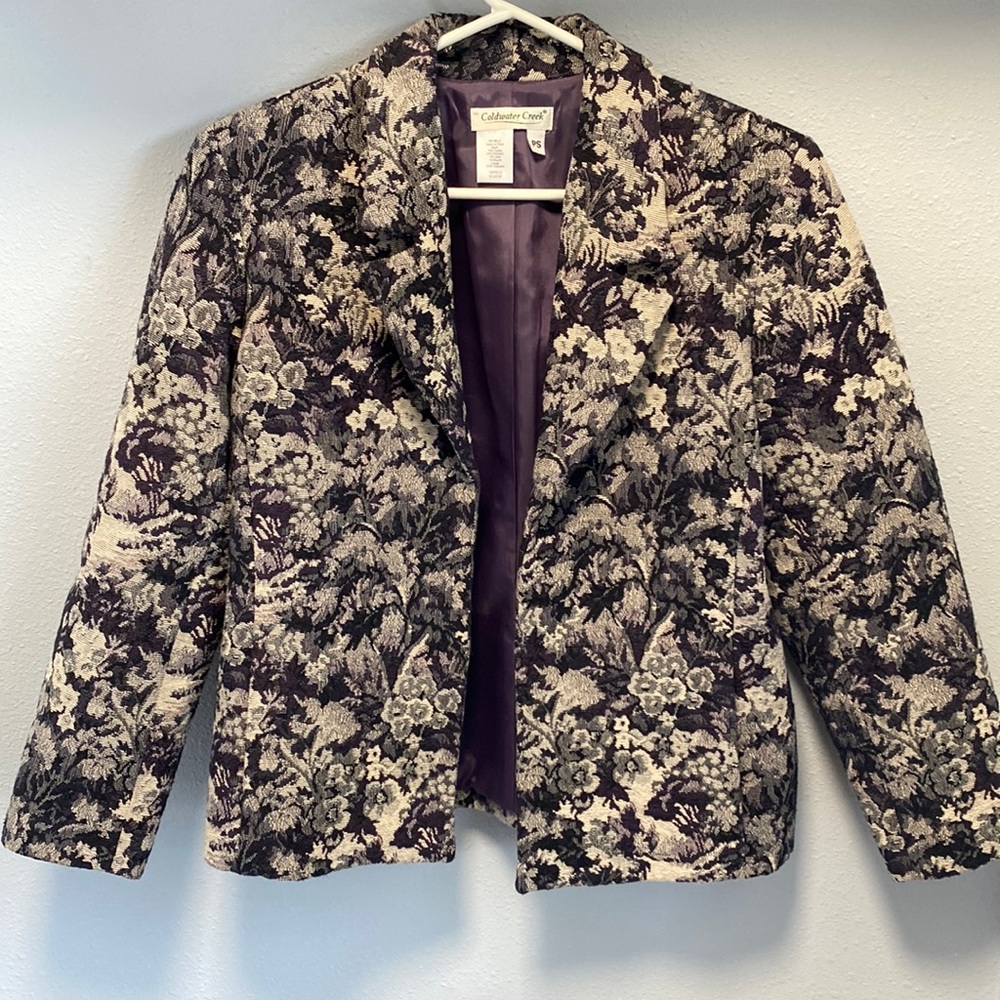 Coldwater Creek Purple Floral Blazer